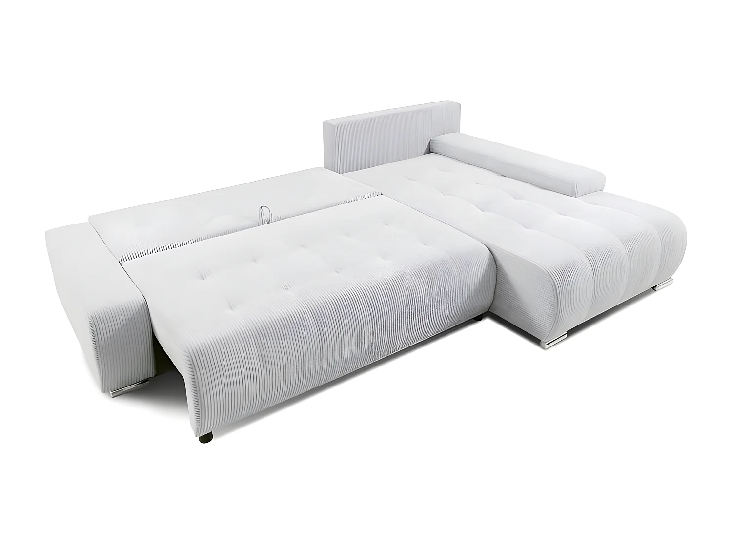 Canapé d'angle convertible MELOTI en velours côtelé beige