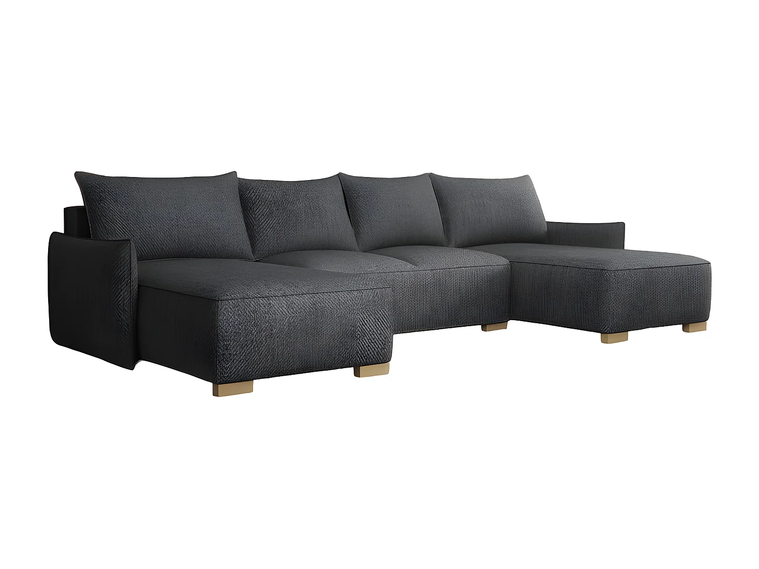 Canapé d'angle panoramique convertible FOLIA en U gris foncé