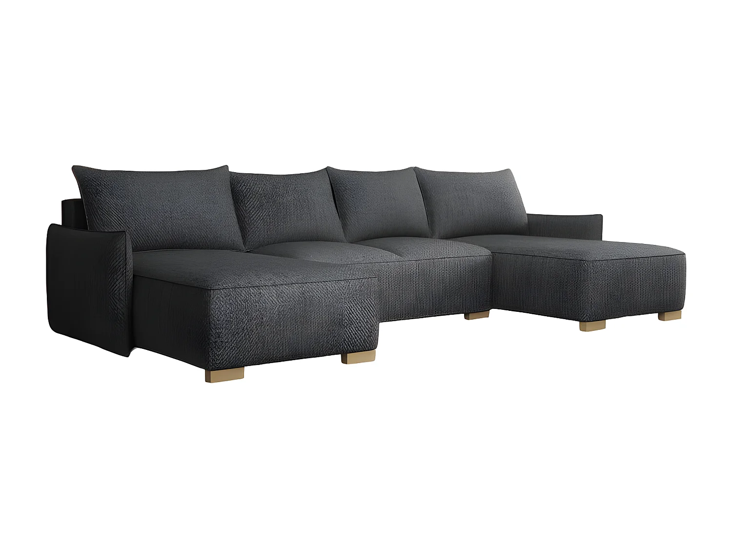 Canapé d'angle panoramique convertible FOLIA en U gris foncé