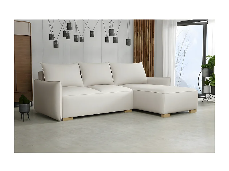 Canapé d'angle convertible FOLIA en L réversible beige