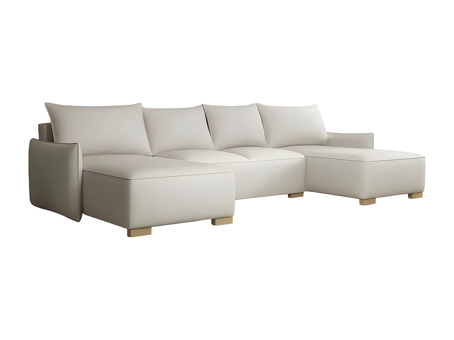 Canapé d'angle panoramique convertible FOLIA en U beige