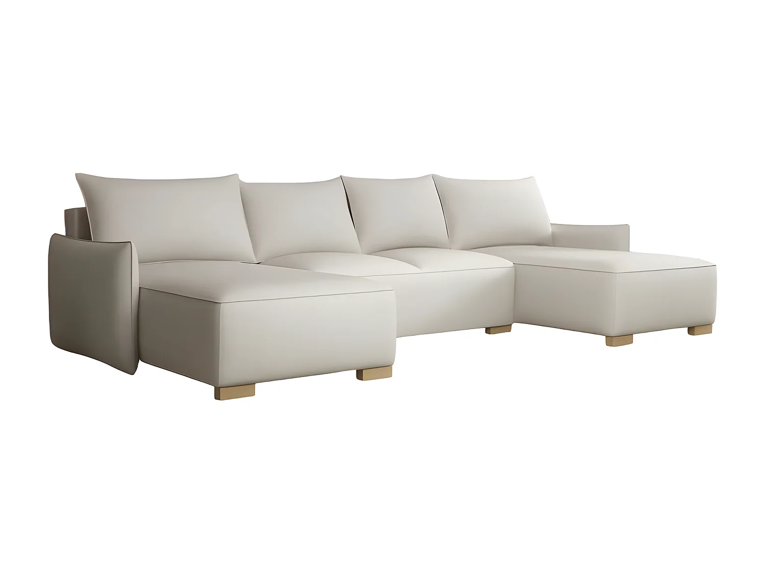 Canapé d'angle panoramique convertible FOLIA en U beige