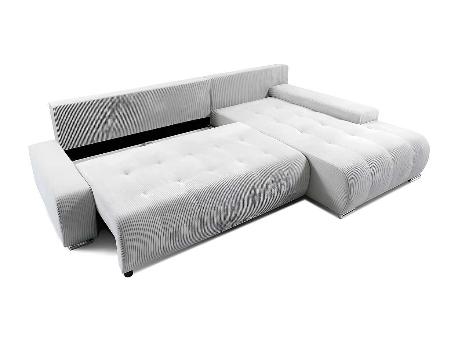 Canapé d'angle convertible MELOTI en velours côtelé gris foncé