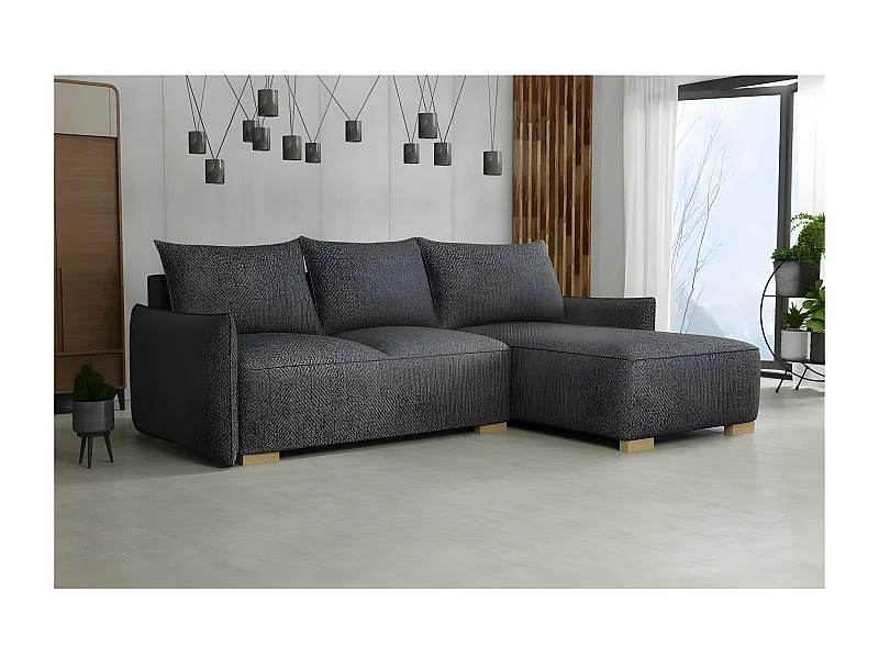 Canapé d'angle convertible FOLIA en L réversible gris foncé