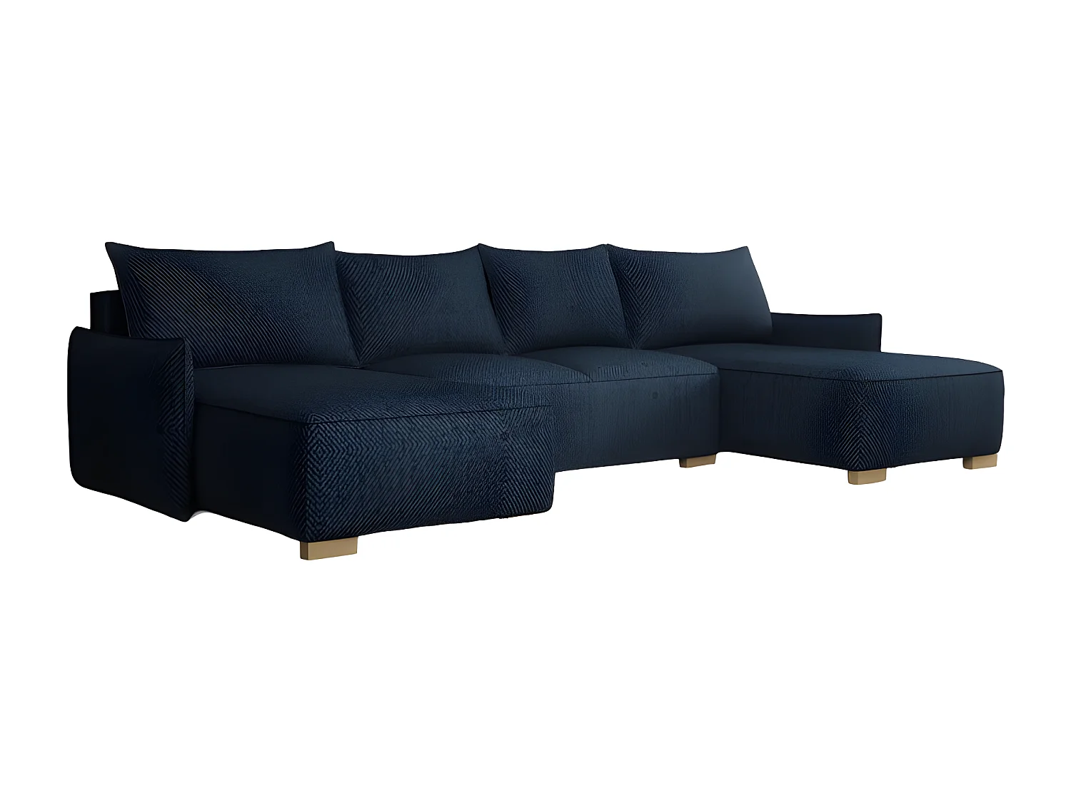 Canapé d'angle panoramique convertible FOLIA en U bleu marine