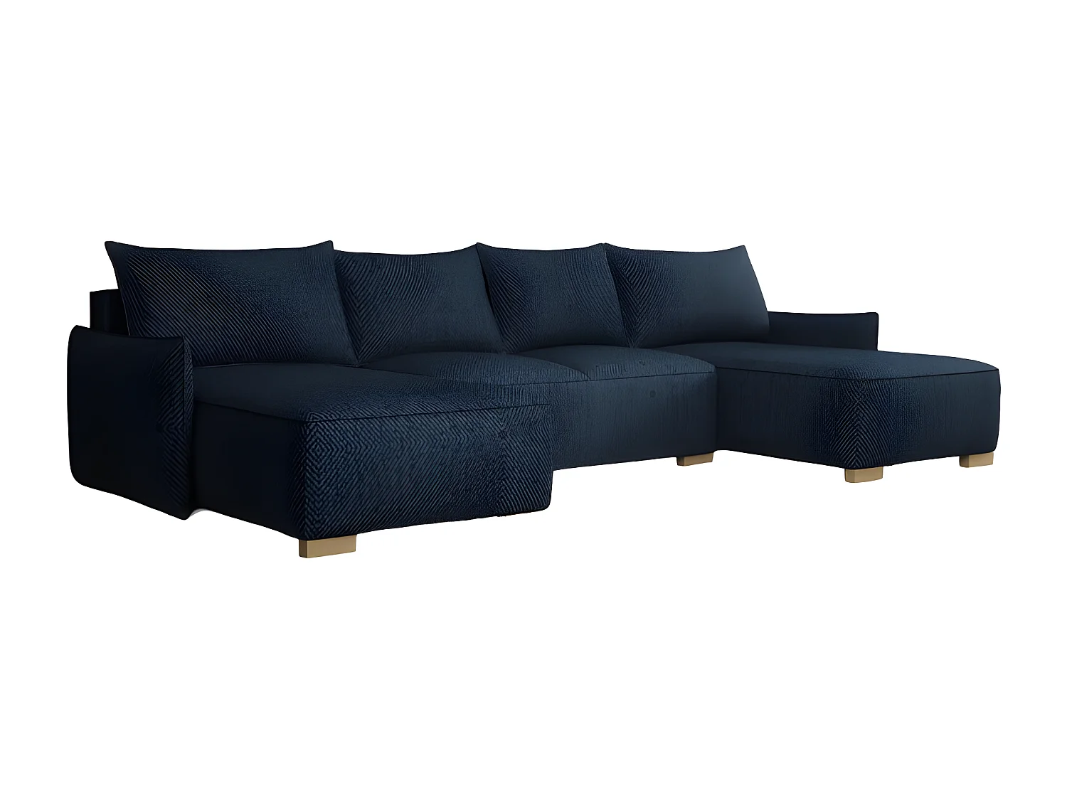 Canapé d'angle panoramique convertible FOLIA en U bleu marine