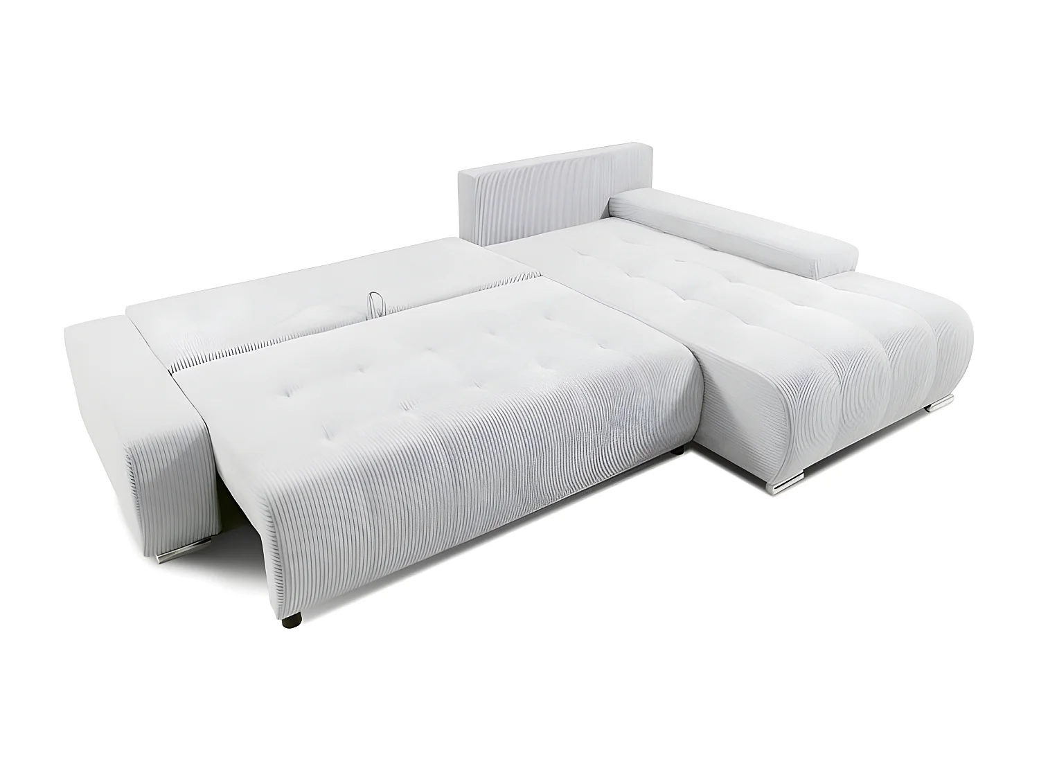 Canapé d'angle convertible MELOTI en velours côtelé terracotta