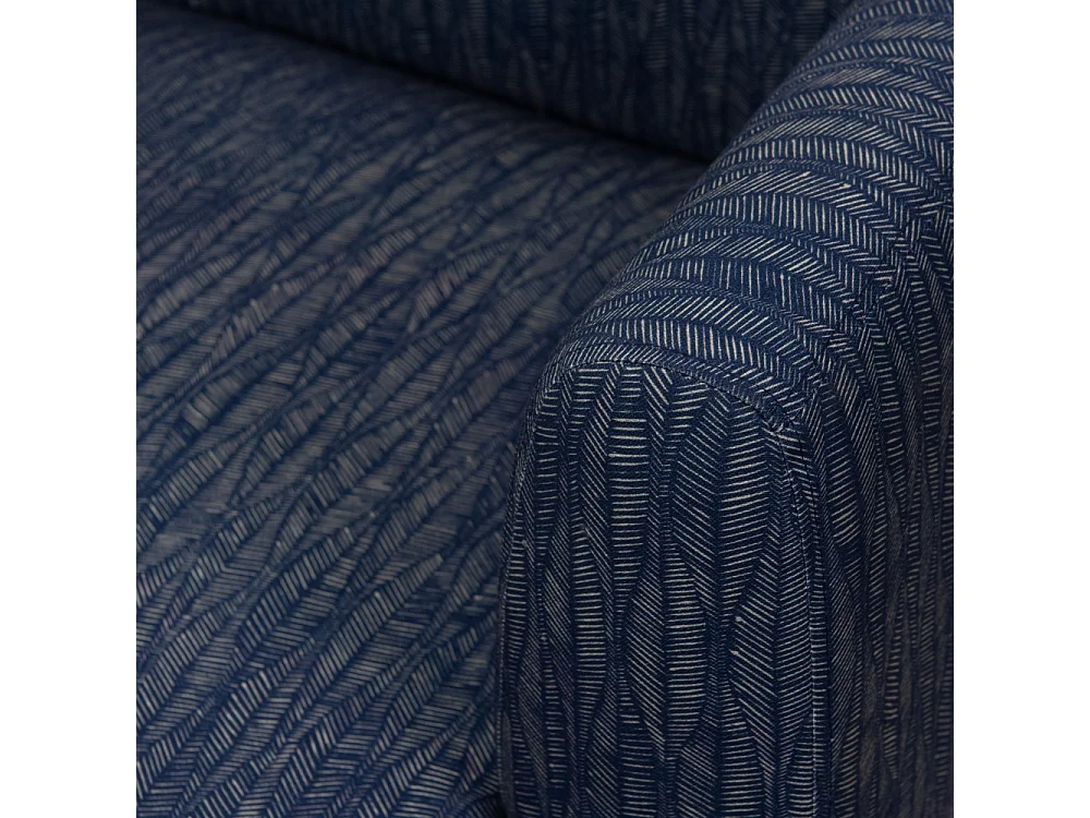 Fauteuil contemporain en tissu bleu et pieds en métal noir - LOYD