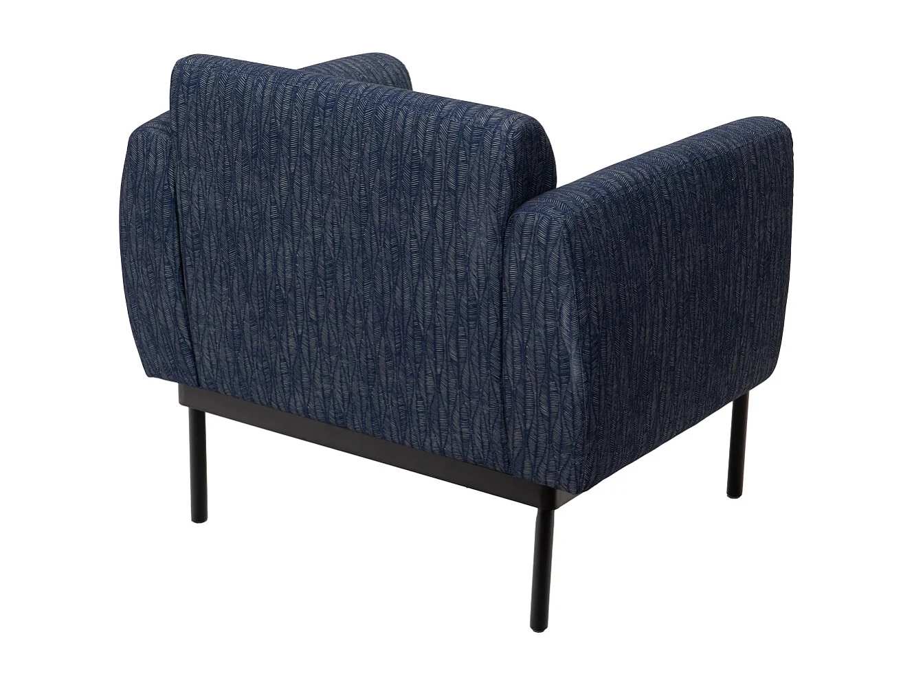 Fauteuil contemporain en tissu bleu et pieds en métal noir - LOYD