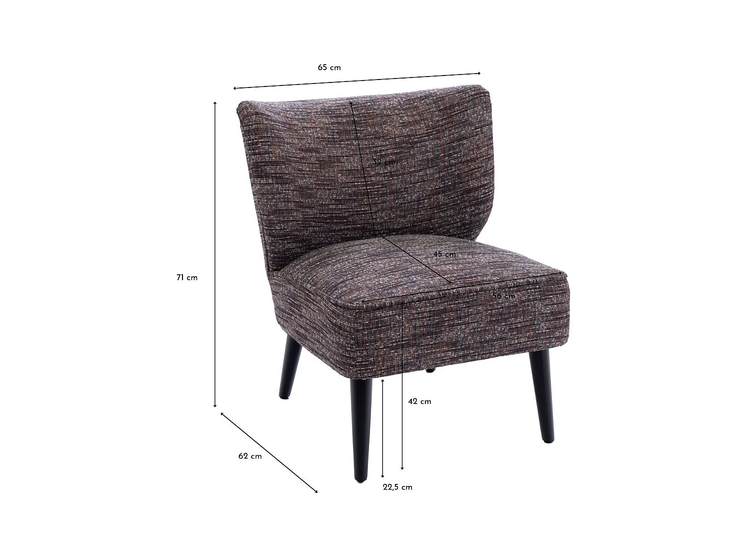 Fauteuil crapaud en tissu multicolore - GEORGE