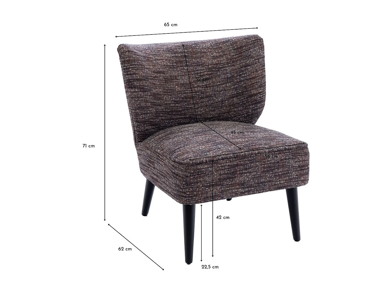 Fauteuil crapaud en tissu multicolore - GEORGE