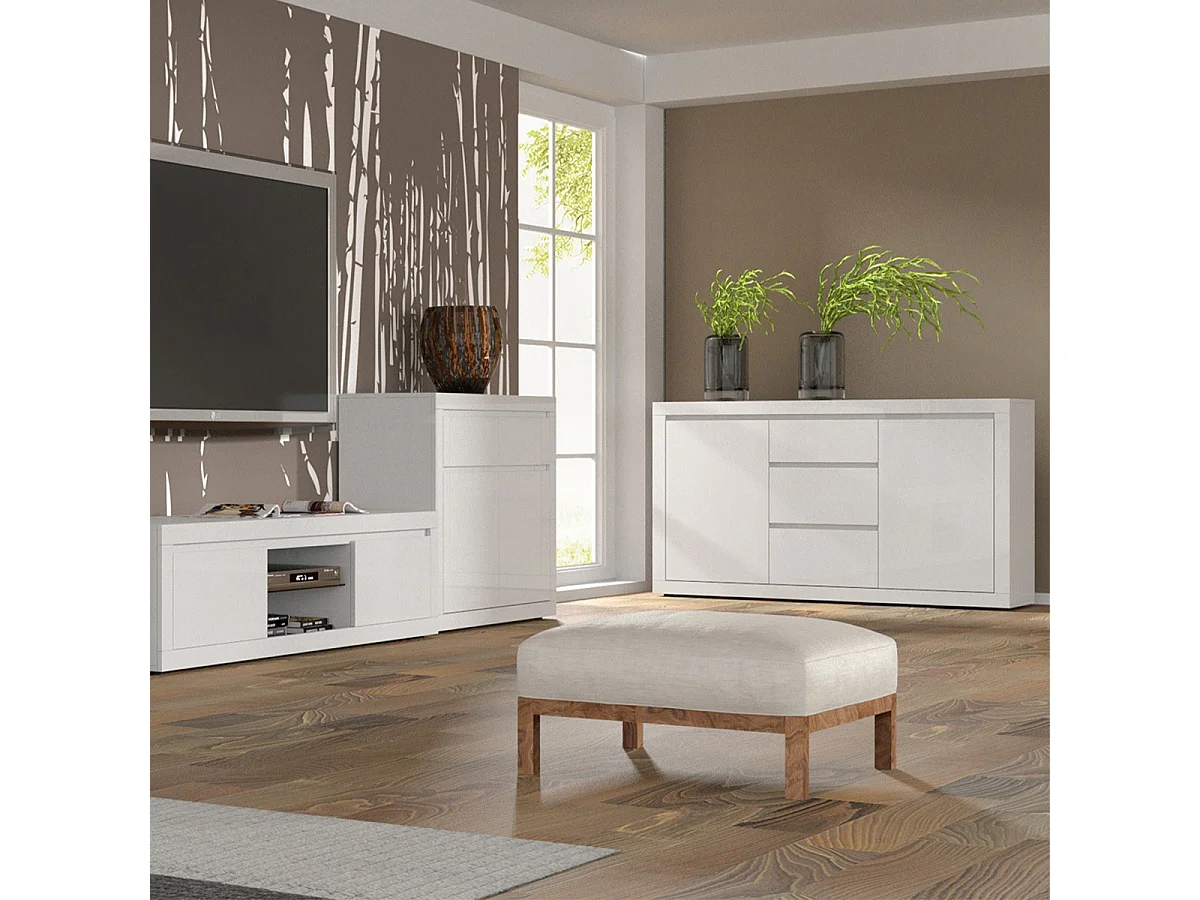 Buffet 2 portes 3 tiroirs Olia Blanc