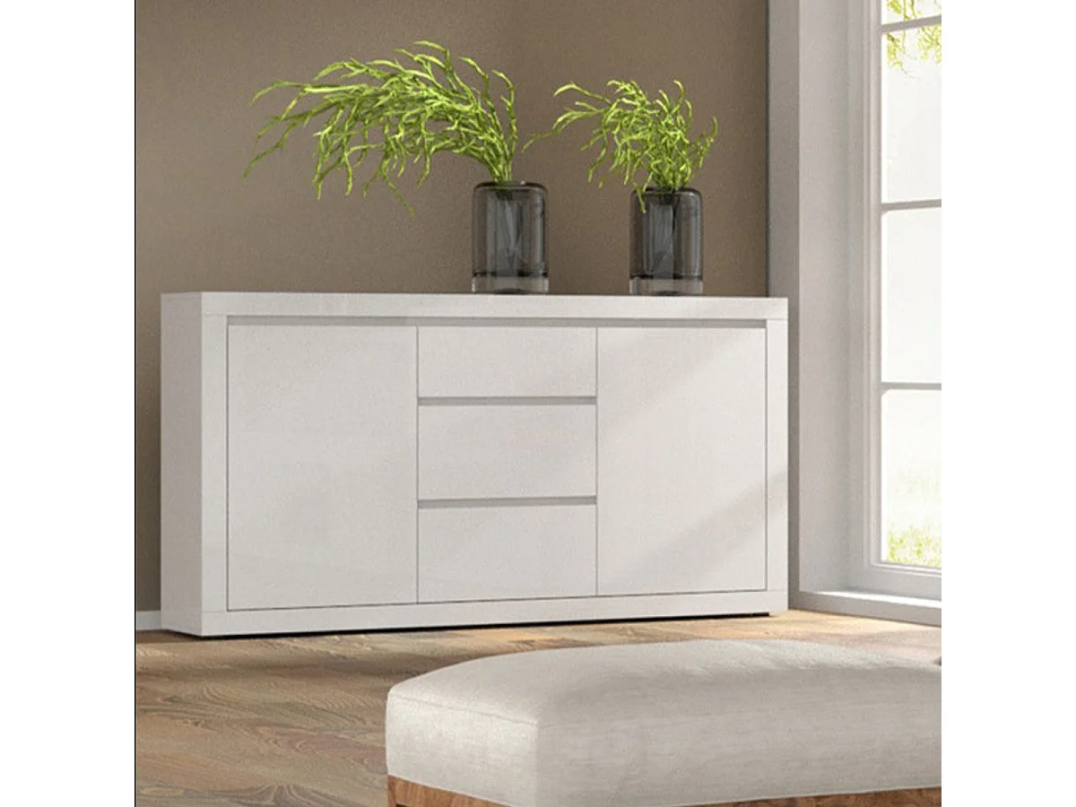 Buffet 2 portes 3 tiroirs Olia Blanc