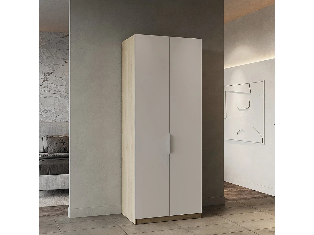 Roupeiro AMBIHOME SHADE 07 - Branco/Carvalho, C79xP51xA203cm