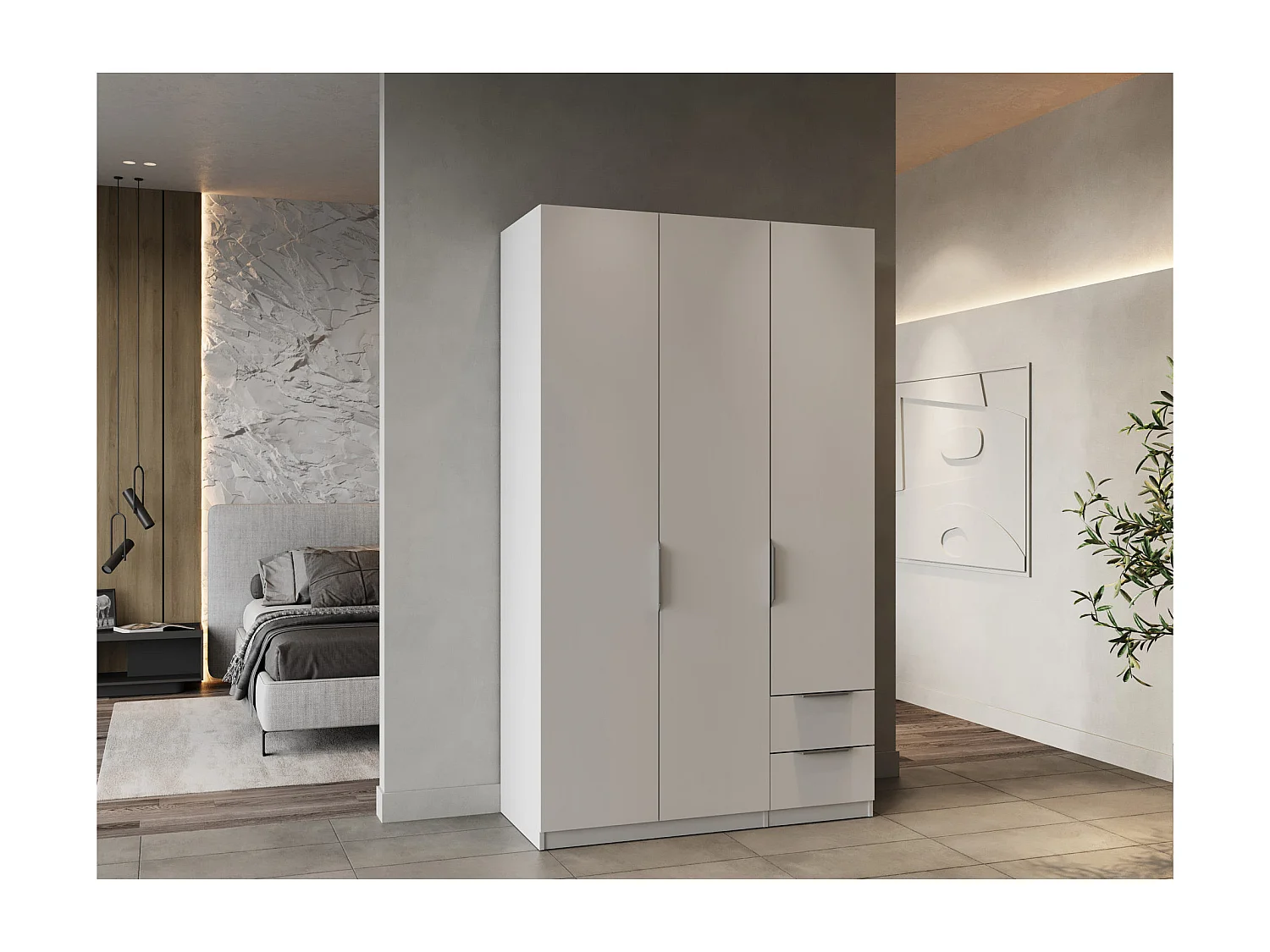 Kast met 3 deuren en 2 laden Ghost - L119,4 cm