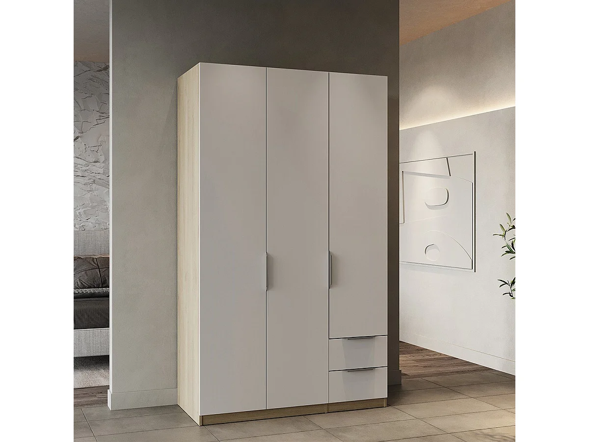 Roupeiro AMBIHOME SHADE 09 - Branco/Carvalho, C119xP51xA203cm