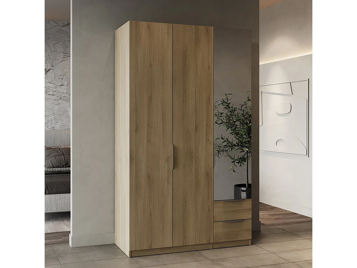 Armadio 3 porte, 2 cassetti e 1 specchio Ghost - L119,4 cm