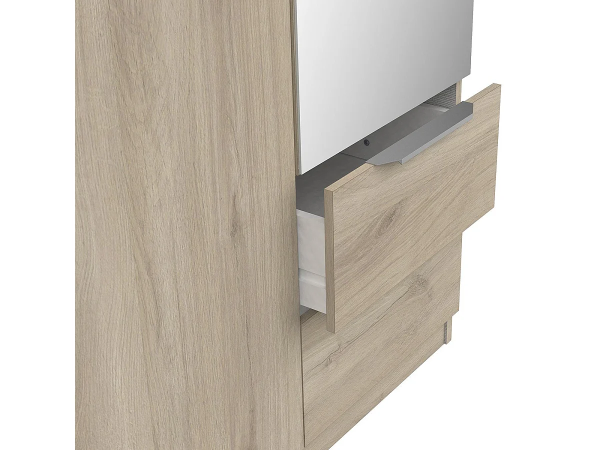 Szafa Ghost z 3 drzwiami, 2 szufladami i 1 lustrem - L119,4 cm