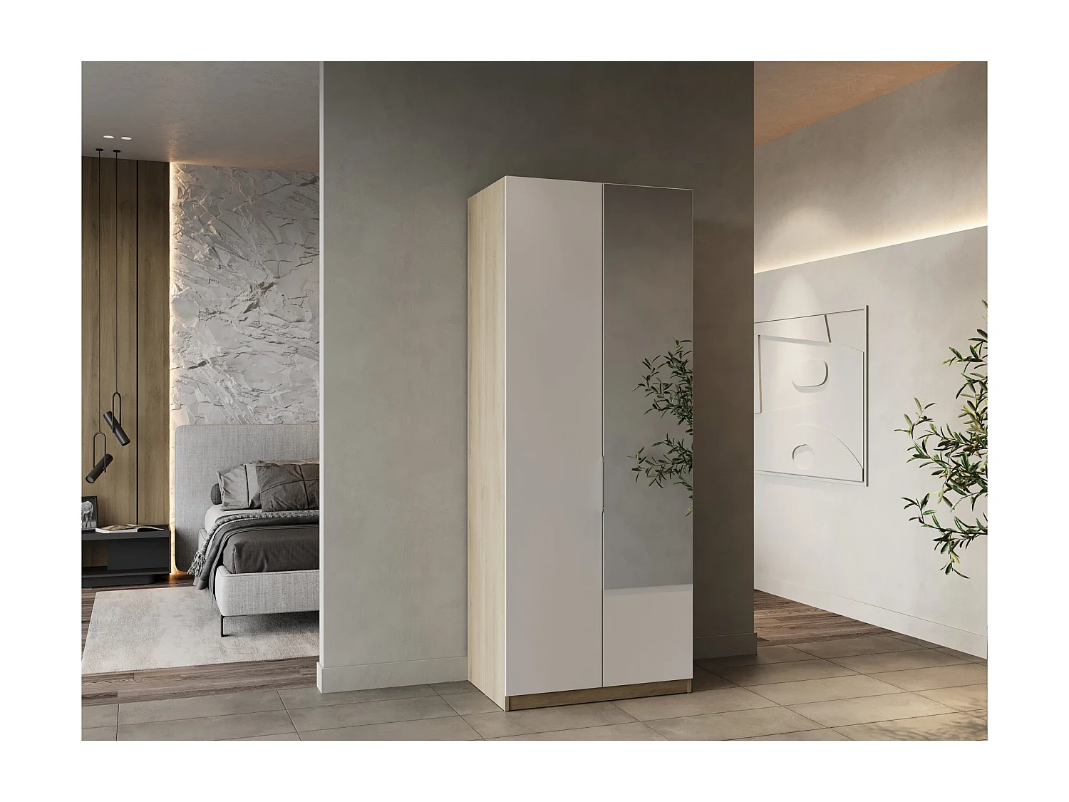 Armario 2 puertas y espejo Ghost - L79,4 cm