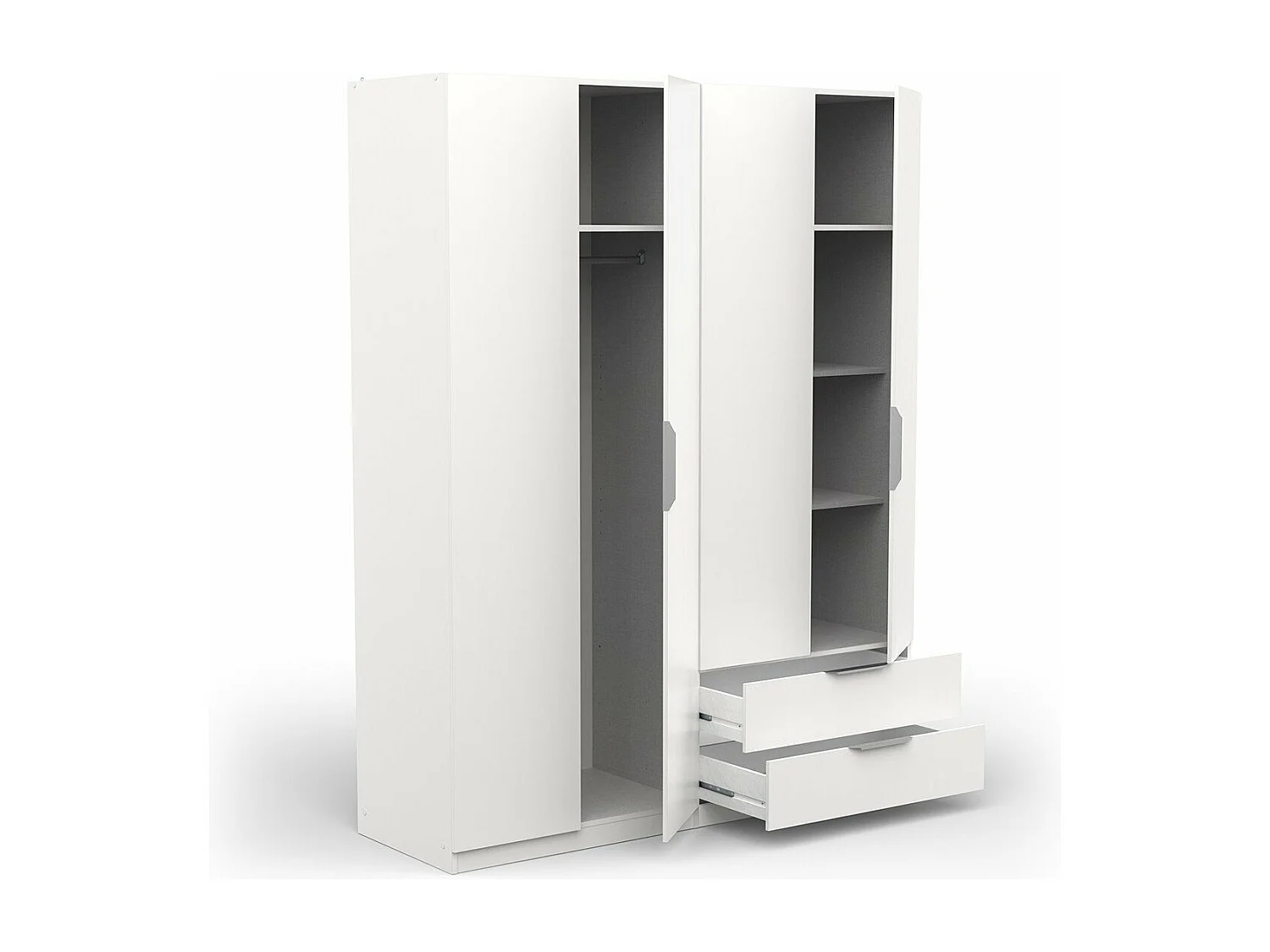 Armario 4 puertas y 2 cajones Ghost - L157,3 cm