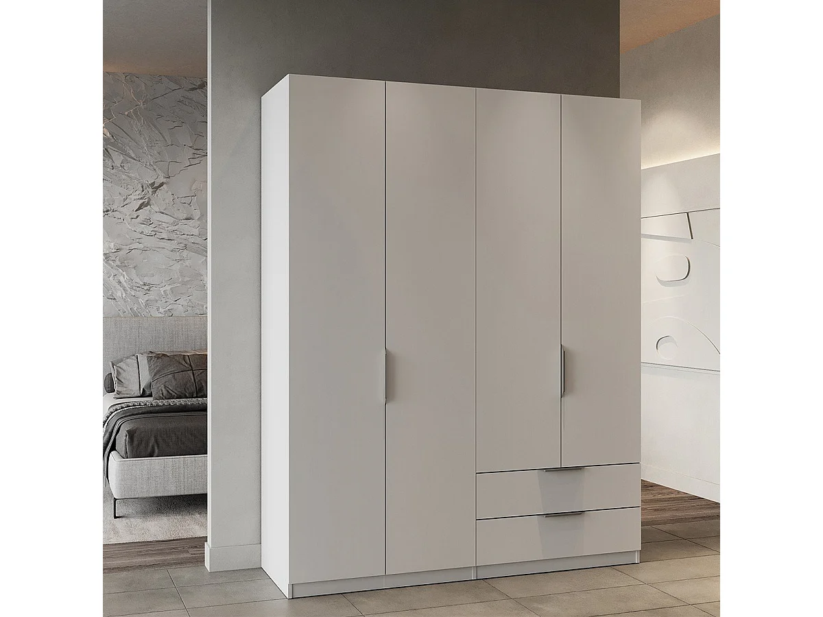 Szafa 4-drzwiowa i 2-szufladowa Ghost - dł. 157,3 cm