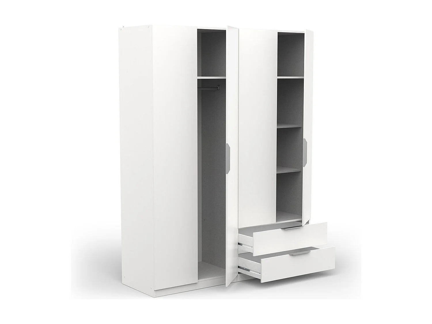 Szafa 4-drzwiowa i 2-szufladowa Ghost - dł. 157,3 cm