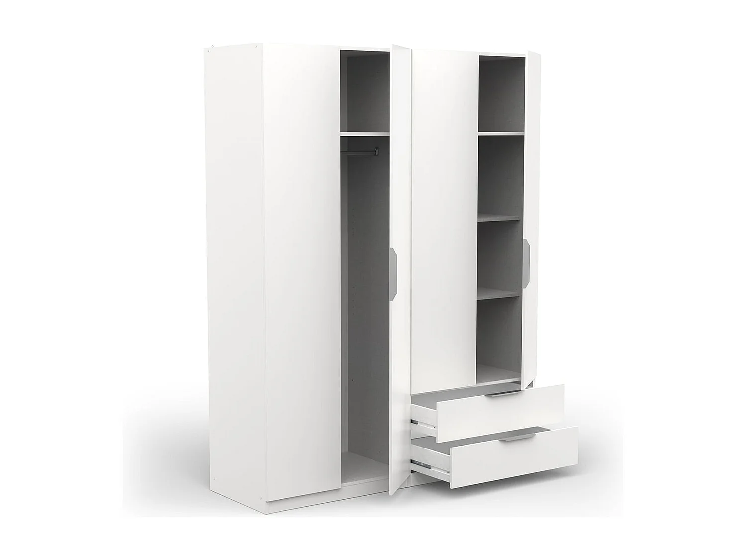 Szafa 4-drzwiowa i 2-szufladowa Ghost - dł. 157,3 cm