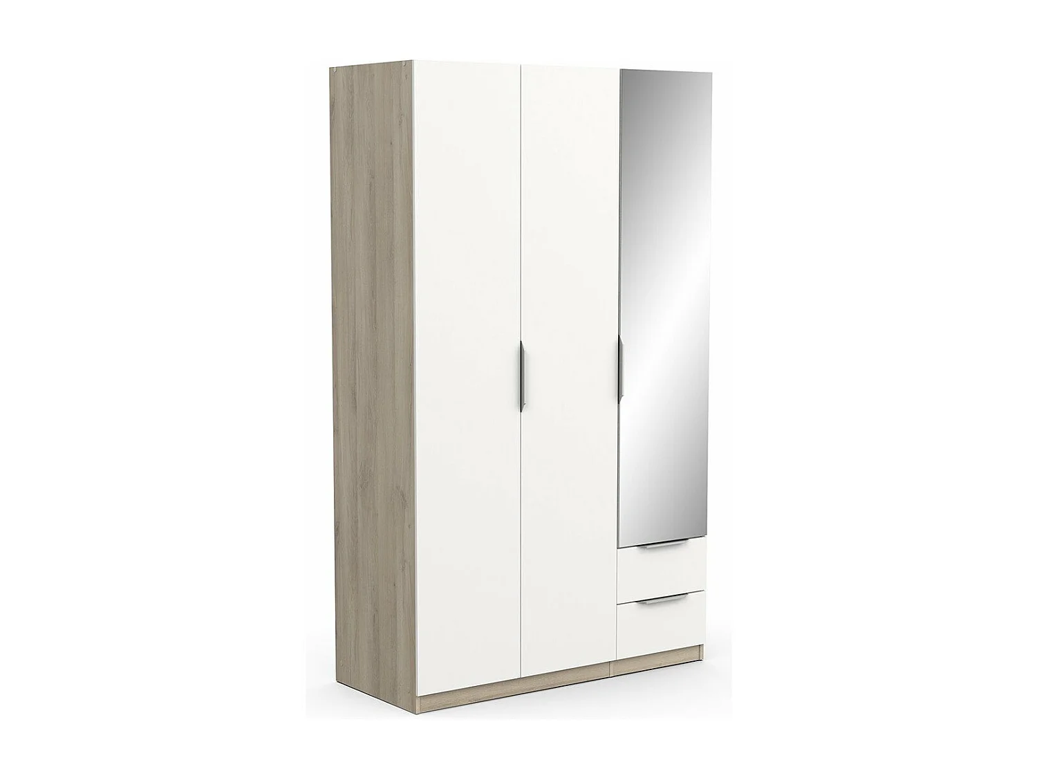 Roupeiro c/espelho AMBIHOME SHADE 10 - Branco/Carvalho, C119xP51xA203cm