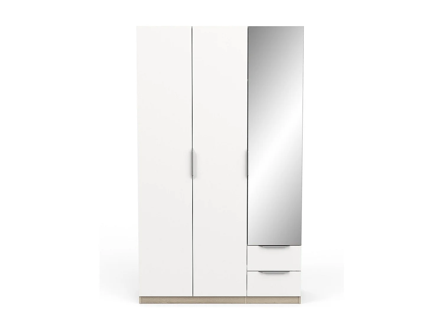 Armoire 3 portes, 2 tiroirs et 1 miroir Ghost - L119,4 cm