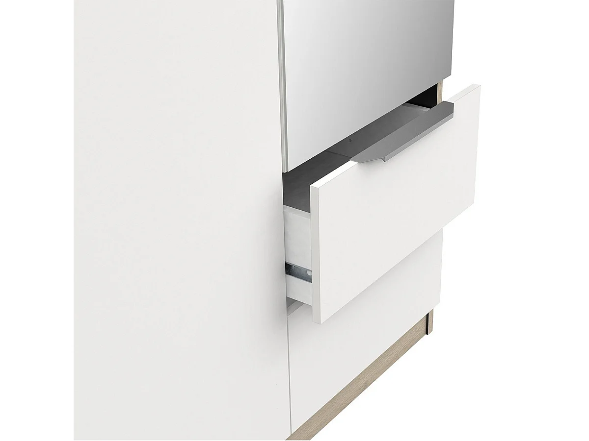 Armoire 3 portes, 2 tiroirs et 1 miroir Ghost - L119,4 cm
