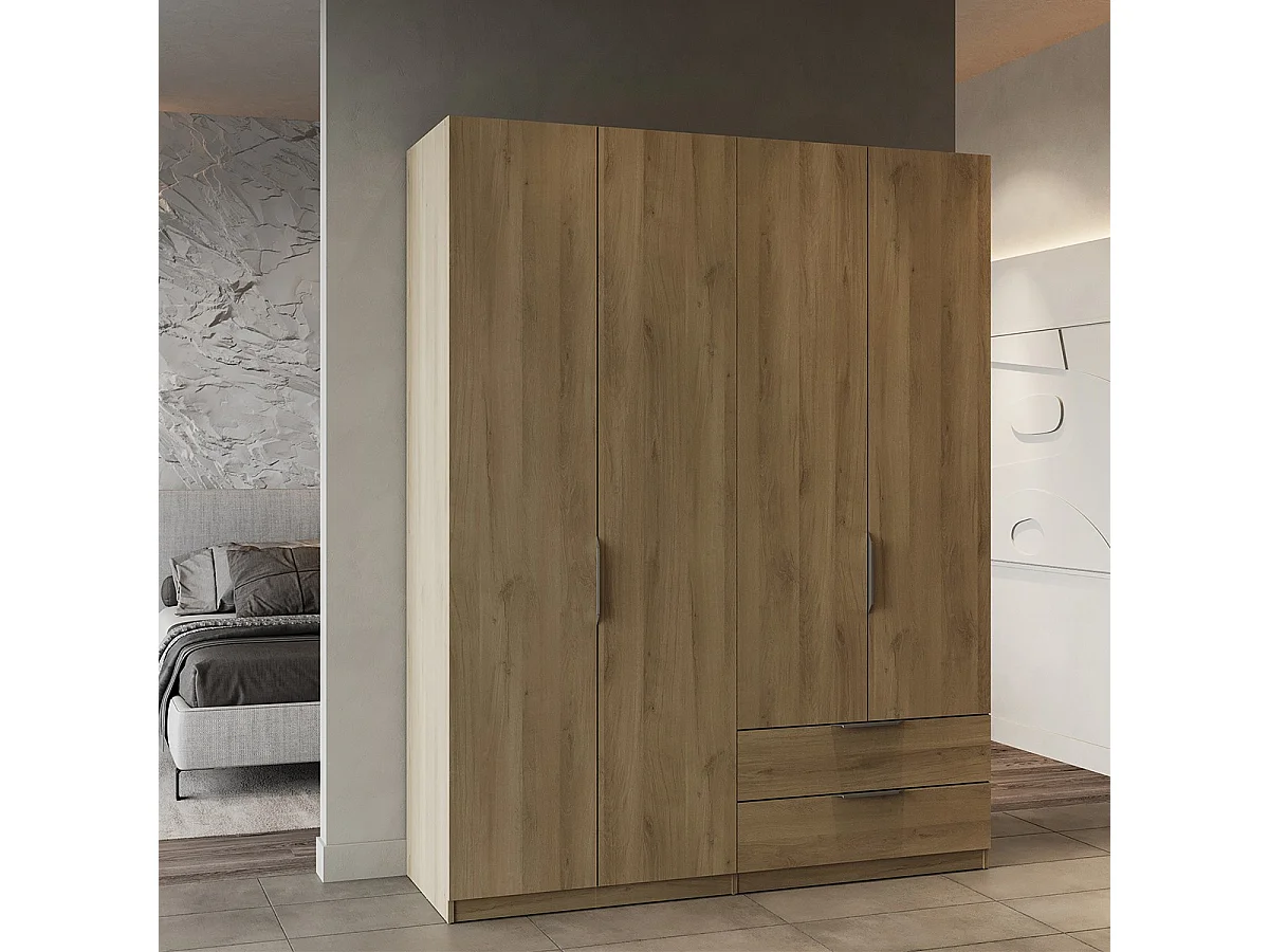 Armario 4 puertas y 2 cajones Ghost - L157,3 cm