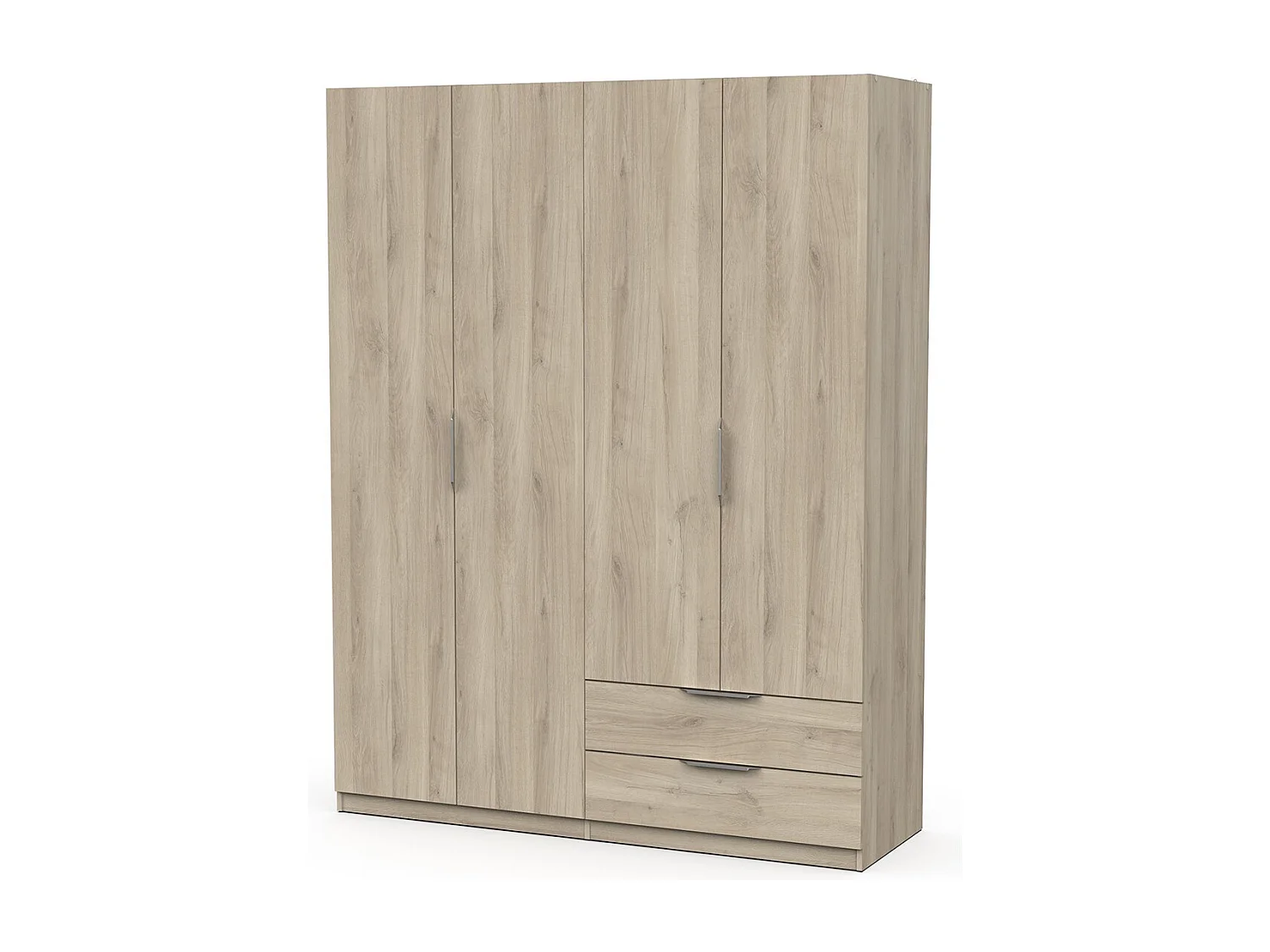 Kleiderschrank mit 4 Türen und 2 Schubladen Ghost - L157,3 cm