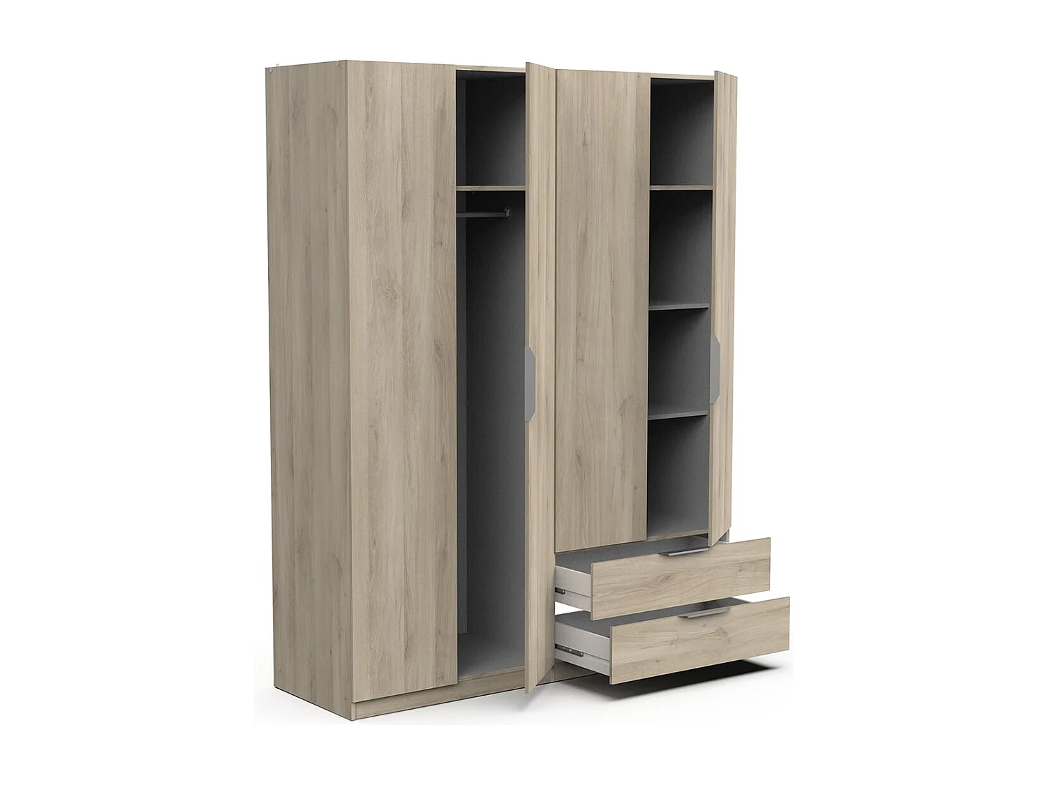 Szafa 4-drzwiowa i 2-szufladowa Ghost - dł. 157,3 cm