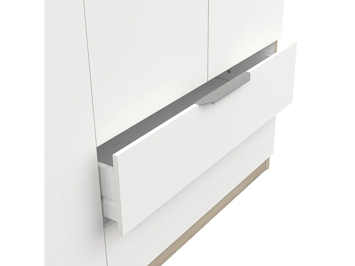 Kleiderschrank mit 4 Türen und 2 Schubladen Ghost - L157,3 cm
