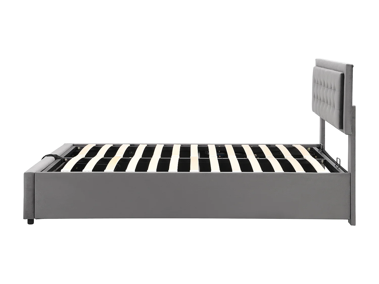 Stauraumbett 140 x 190 cm mit 2 Schubladen und Kopfteil – Samt – Farbe Grau