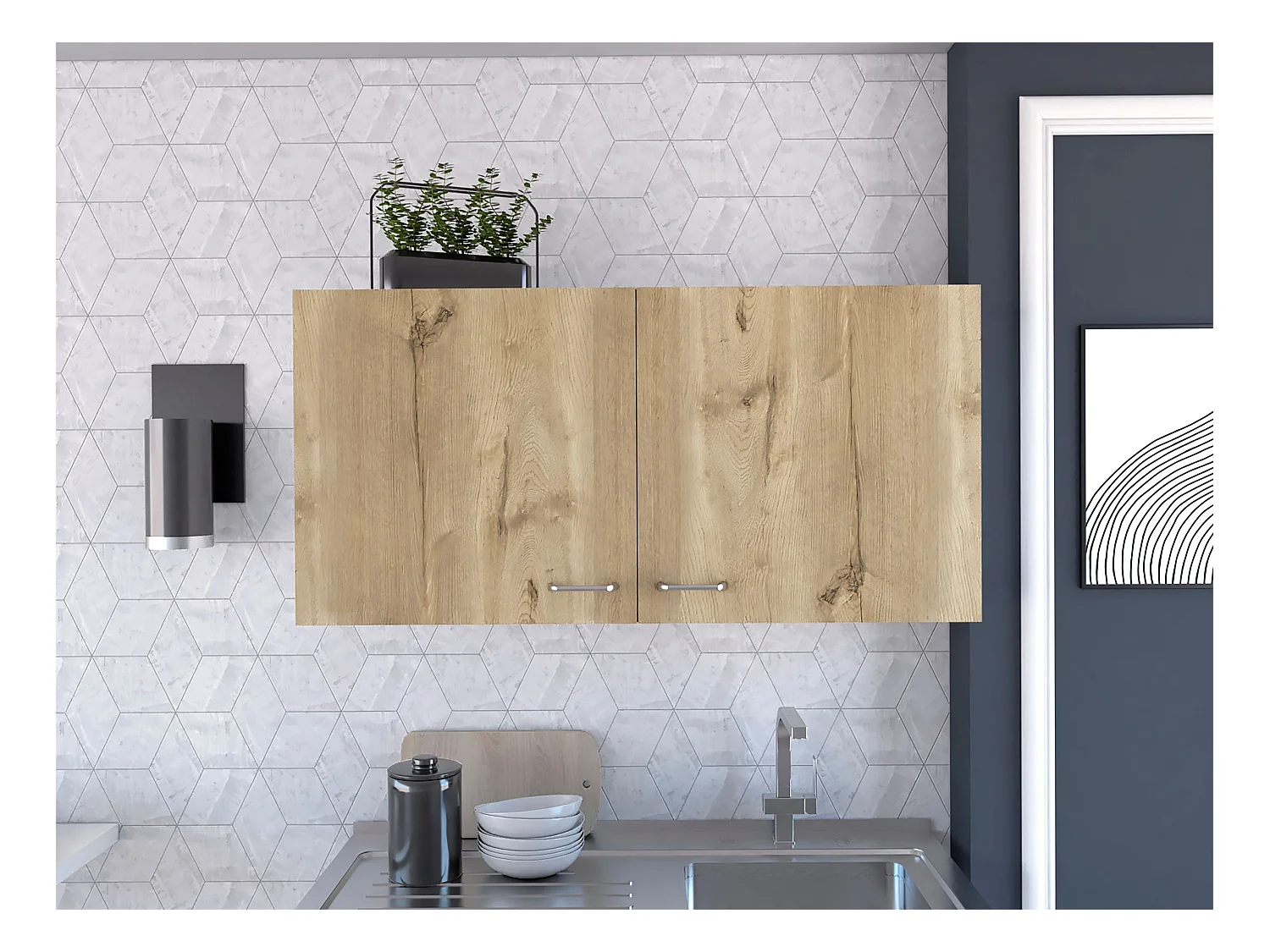 Meuble de cuisine Naples, avec deux portes , 49.02 cm X 99.82 cm X 32 cm , Multicolore