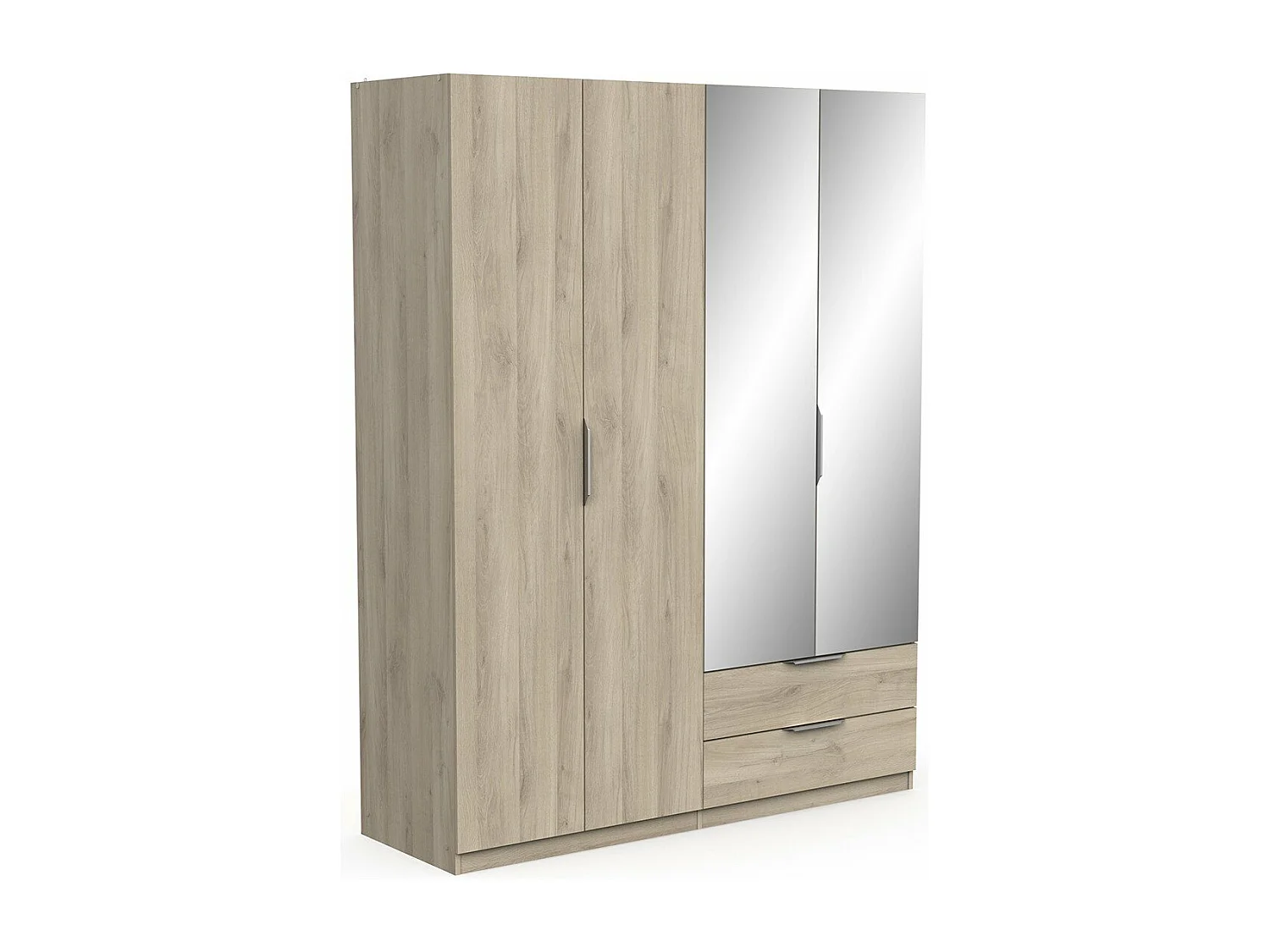 Armoire 4 portes, 2 tiroirs et 2 miroirs Ghost - L157,3 cm
