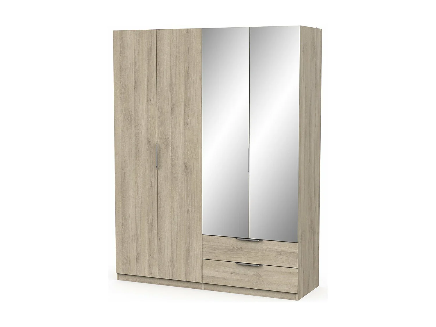 Armoire 4 portes, 2 tiroirs et 2 miroirs Ghost - L157,3 cm