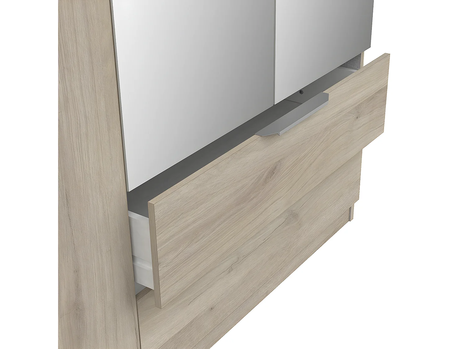 Armoire 4 portes, 2 tiroirs et 2 miroirs Ghost - L157,3 cm