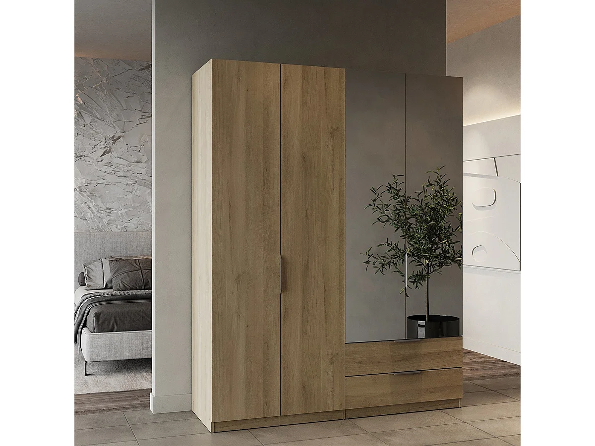 Armadio 4 ante, 2 cassetti e 2 specchi Ghost - L157,3 cm