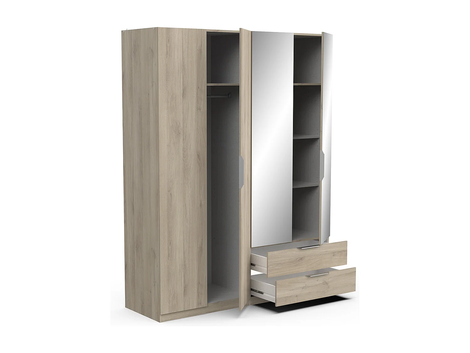 Armadio 4 ante, 2 cassetti e 2 specchi Ghost - L157,3 cm