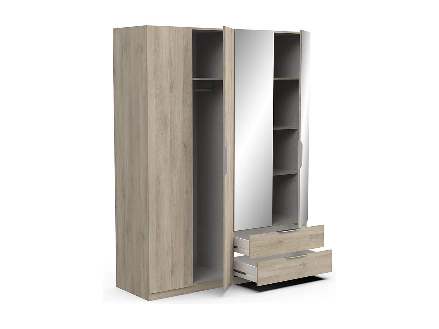 Armadio 4 ante, 2 cassetti e 2 specchi Ghost - L157,3 cm