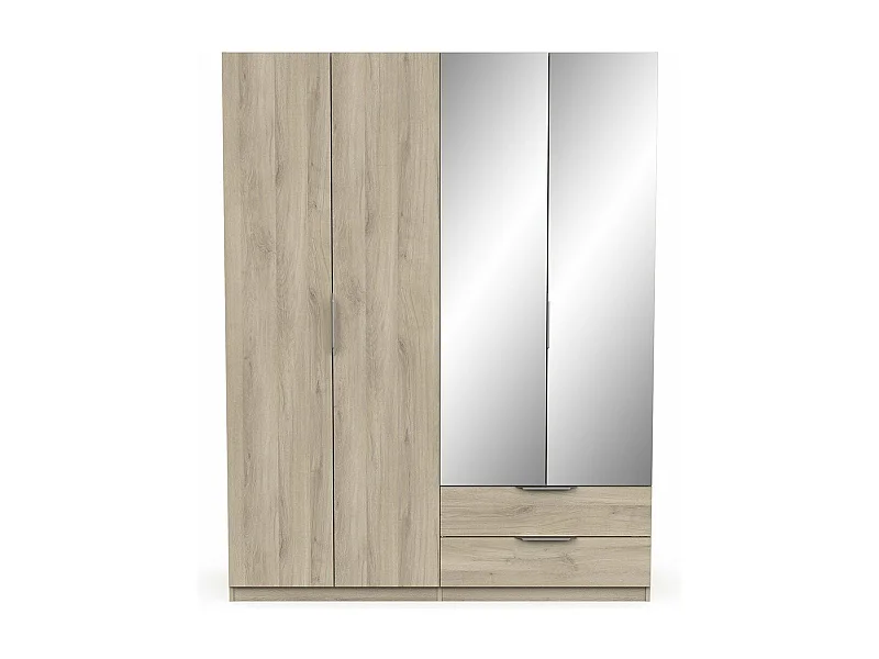 Armoire 4 portes, 2 tiroirs et 2 miroirs Ghost - L157,3 cm