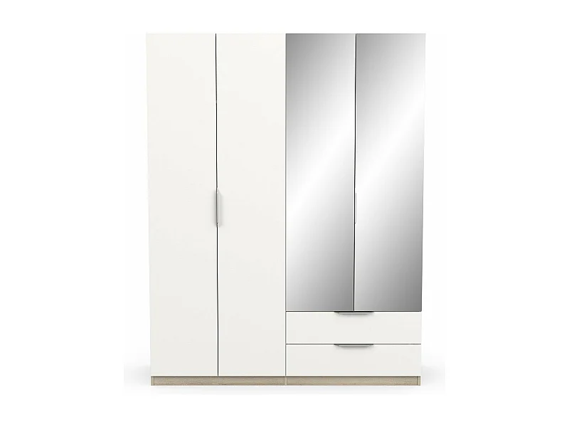 Roupeiro c/espelho AMBIHOME SHADE 12 - Branco/Carvalho, C157xP51xA203cm