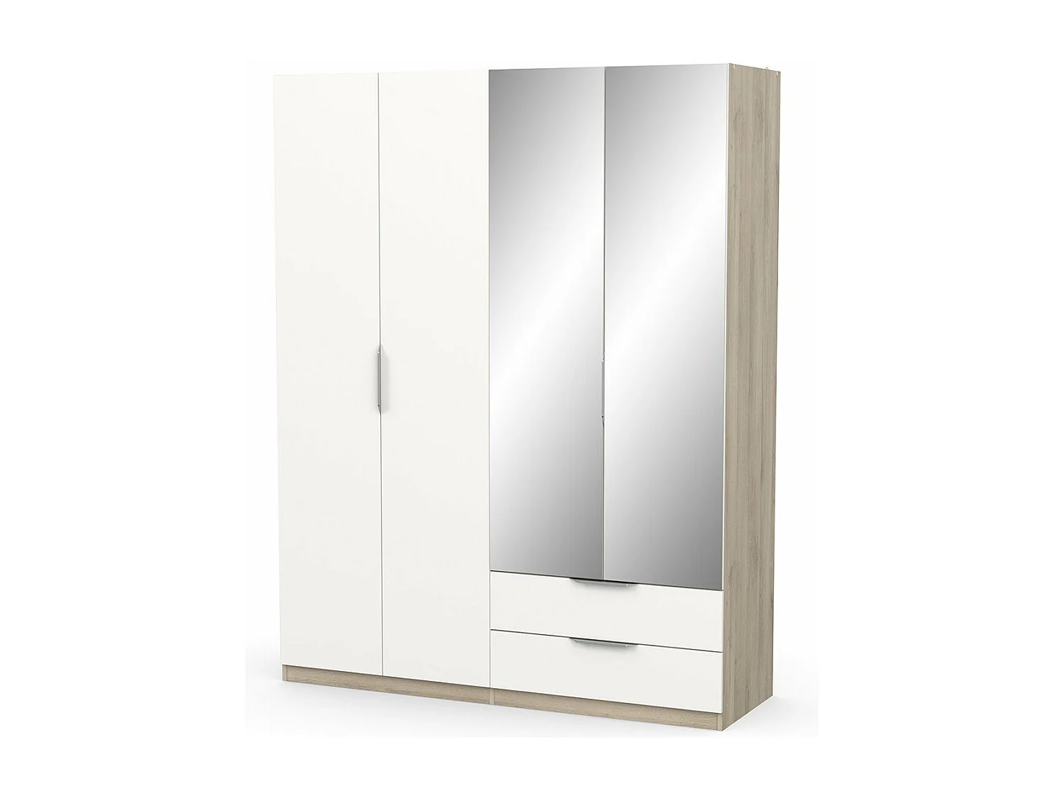 Roupeiro c/espelho AMBIHOME SHADE 12 - Branco/Carvalho, C157xP51xA203cm