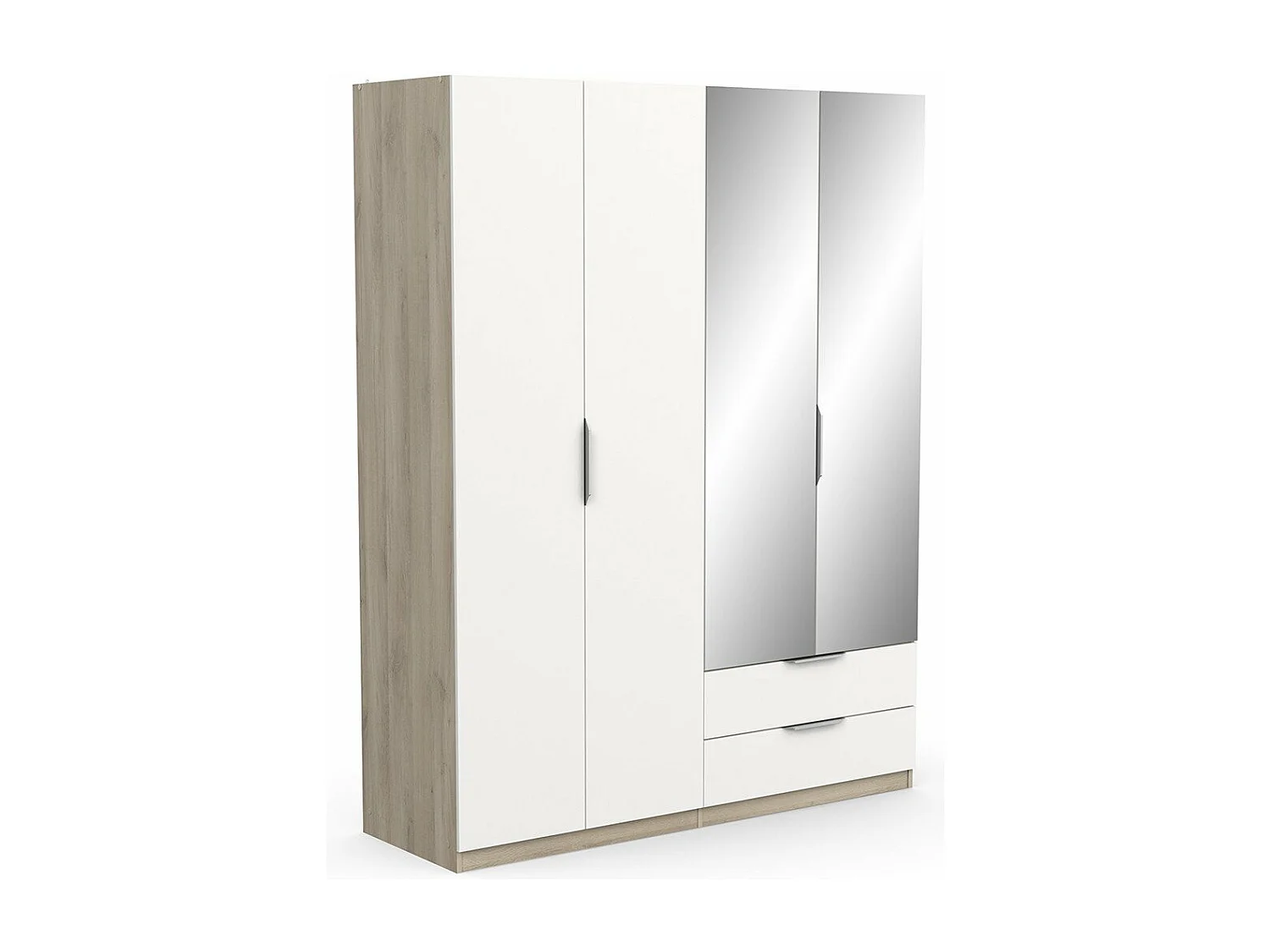 Armoire 4 portes, 2 tiroirs et 2 miroirs Ghost - L157,3 cm