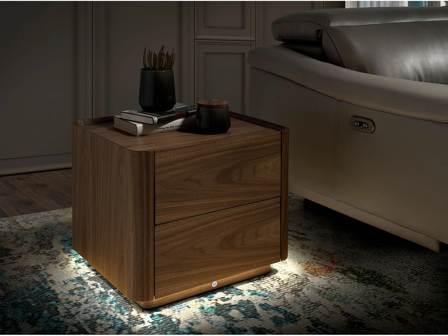 Nachttisch aus Nussbaumholz mit Beleuchtung 7165 ANGEL CERDA
