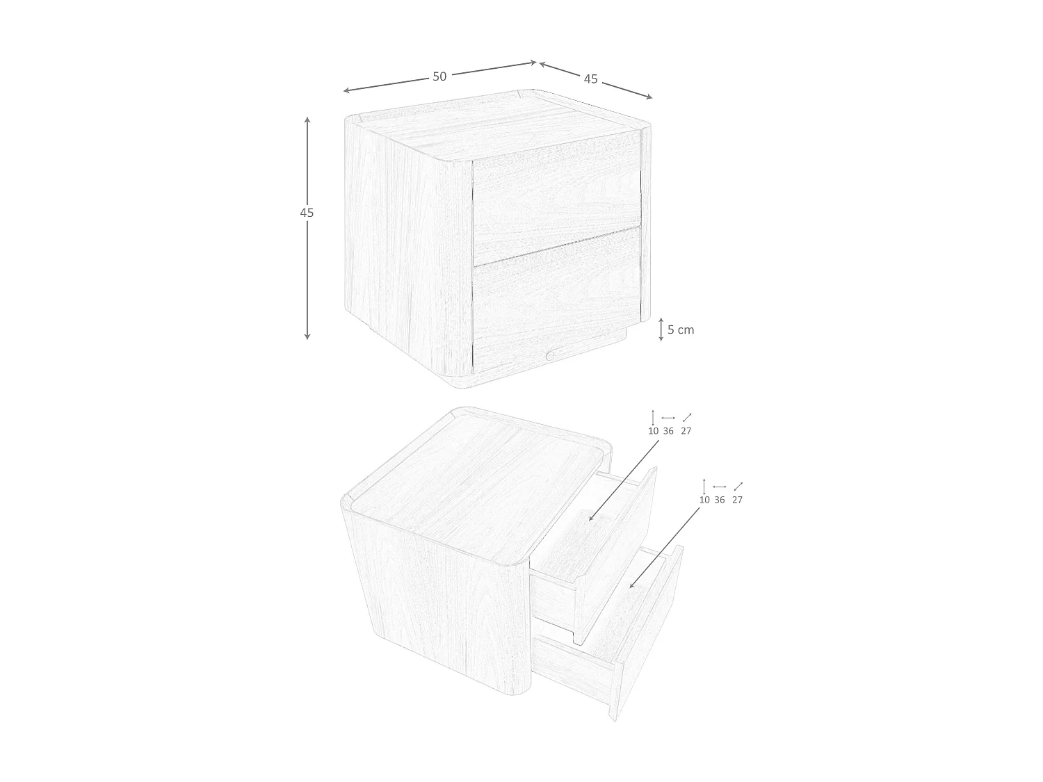 Table de chevet en noyer avec éclairage 7165 ANGEL CERDA