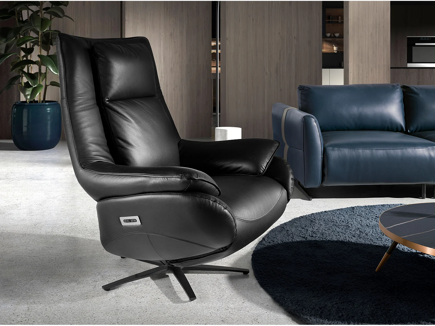 Poltrona girevole in pelle nera   5124 ANGEL CERDA