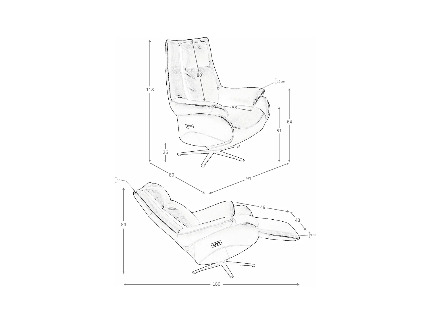 Poltrona girevole in pelle nera   5124 ANGEL CERDA